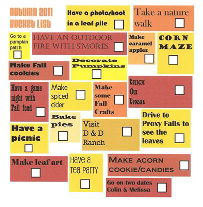 Fall 2011 Bucket List